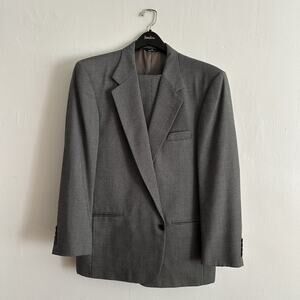 Vintage Perry Ellis Portfolio Suit Micro Check Black White Size 43R / 35x30 Wool